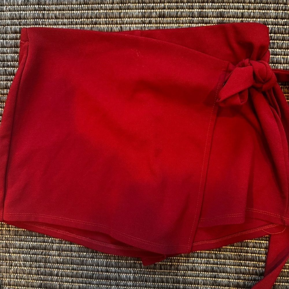 Iris Red Skort with Wrap Design